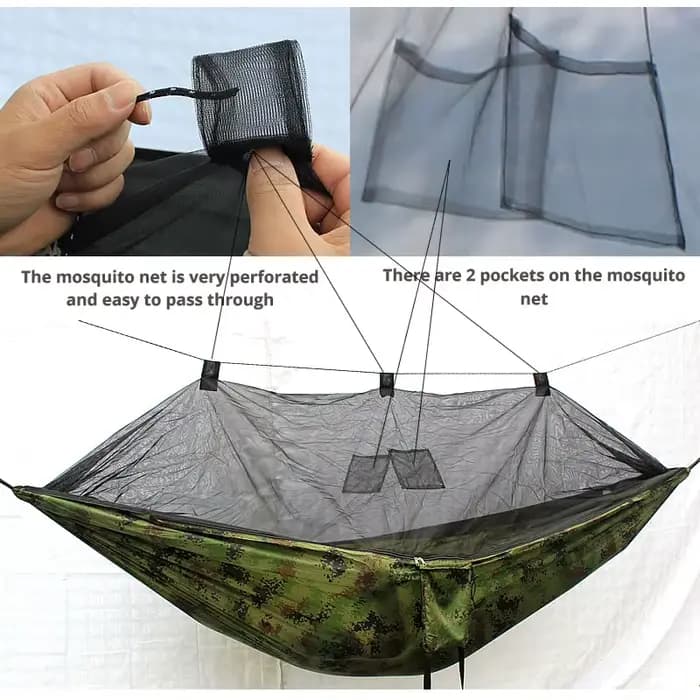 Hamac léger et portable avec moustiquaire et auvent imperméable