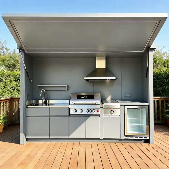 Meubles de cuisine extérieurs modernes et élégants avec configuration barbecue complète