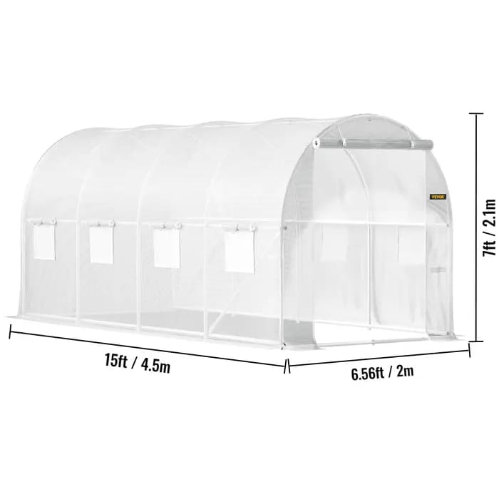 20x10x7/15x7x7 pieds tunnel de marche serre plante maison chaude avec cerceaux en acier galvanisé 3 faisceaux s