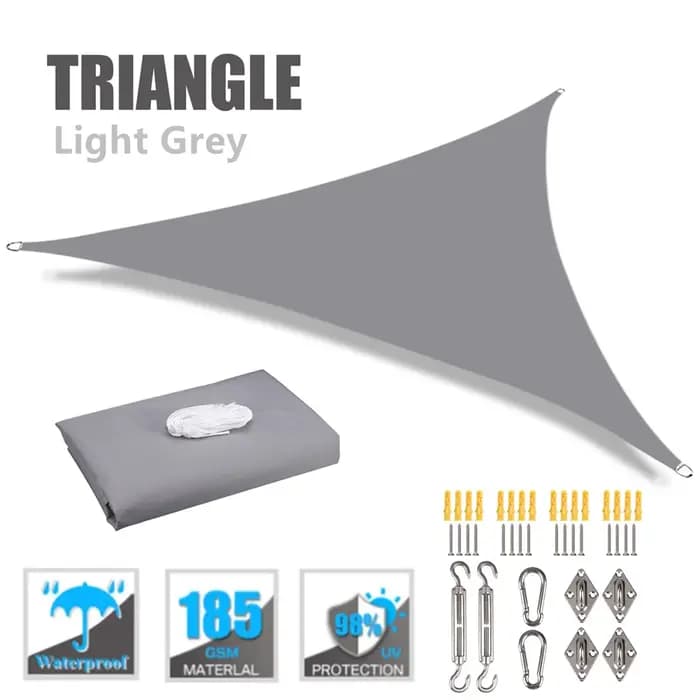 Voile d'ombrage triangulaire imperméable pour installations et activités extérieures, tentes de camping, auvent d'arrière-cour, pare-soleil, modifications de 98% nuits UV, abris solaires