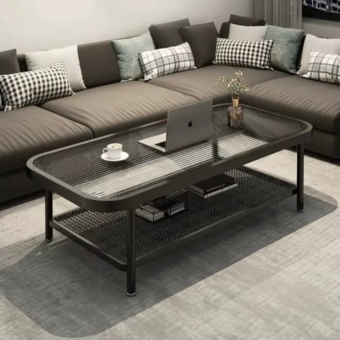 Table basse noire moderne en verre