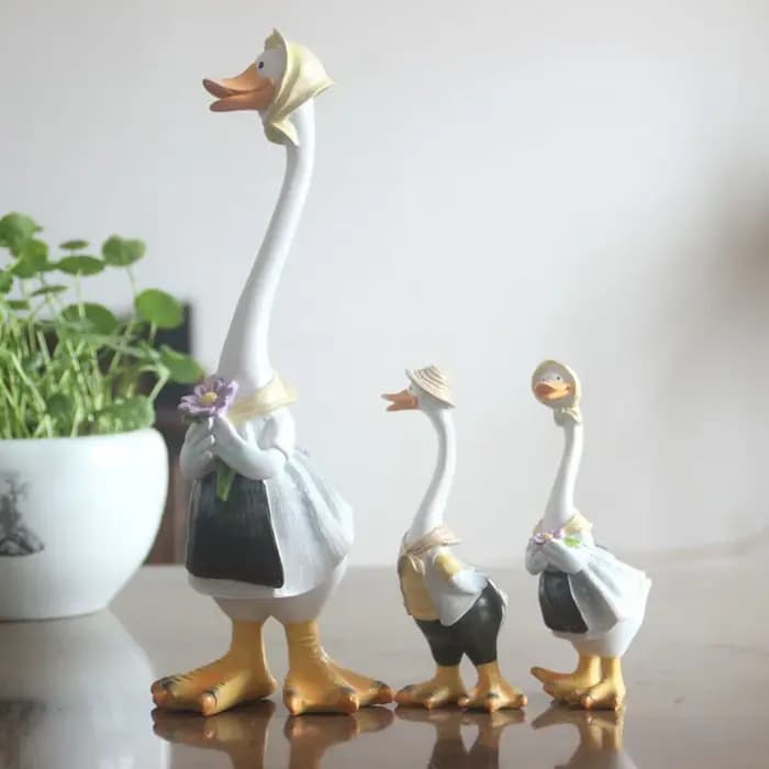 Statue de jardin en résine, figurines de canards, famille de canards, ornements de cour, œuvres d'art, sculptures d'animaux, décoration moderne pour la maison