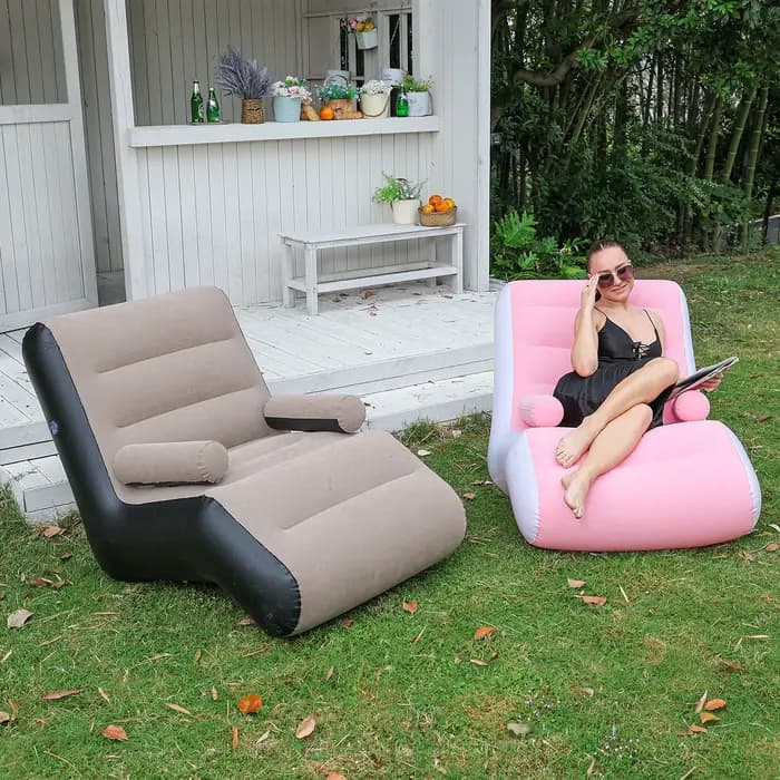 Fauteuil inclinable gonflable 1 pièce, chaise longue pliable pour chambre à coucher, canapé d'intérieur inclinable avec accoudoirs, fauteuil inclinable d'extérieur