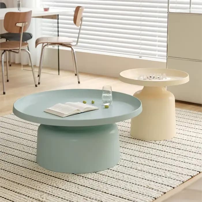MOMO-Table Basse Ronde Style Martini Crème, Petite Maison Scandinave, Moderne, Simple, Salon, Ménage