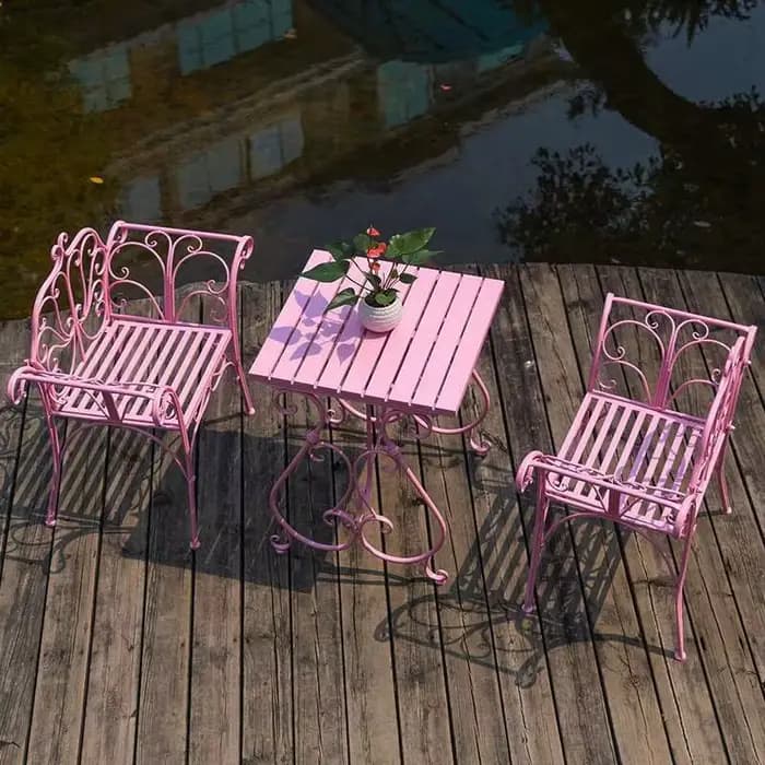 Combinaison de Table et chaise de cour européenne en fer forgé