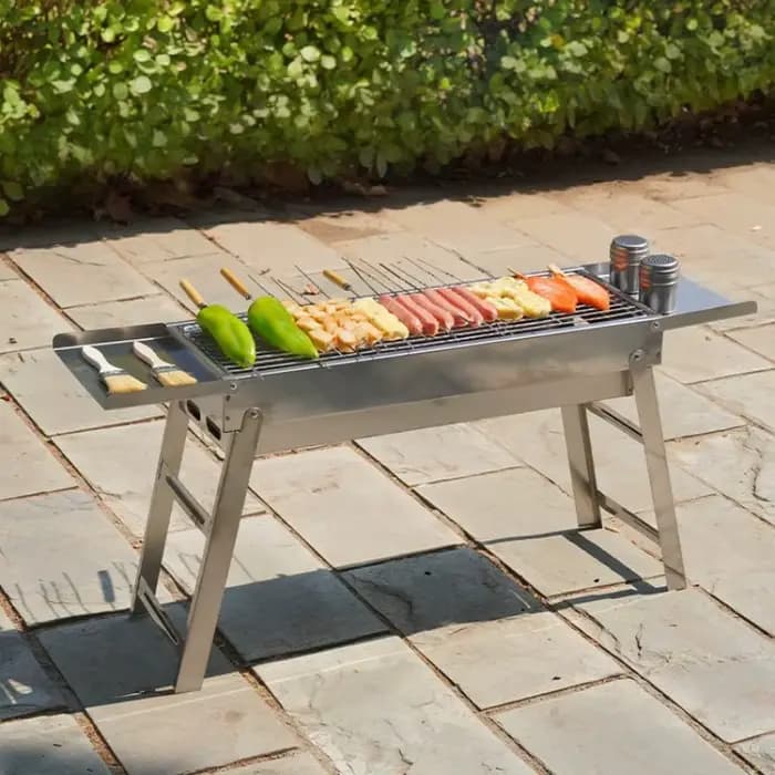 Barbecue portable pliable en acier inoxydable pour camping en plein air
