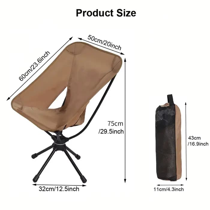 Chaises pliantes d'extérieur, chaise pivotante rotative pour Camping, chaises de pêche légères sur l