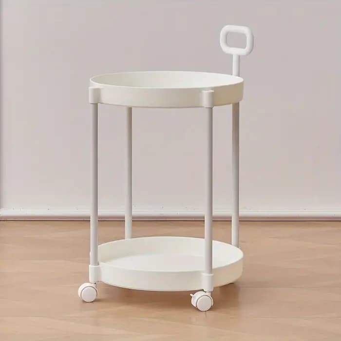 Table d'appoint élégante à 2 niveaux avec roulettes