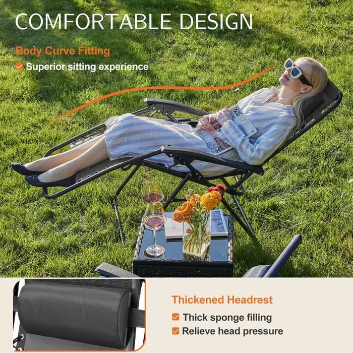 JIAN-Ensemble de 2 chaises inclinables portables ontariGravity, avec plateaux porte-gobelet, oreille