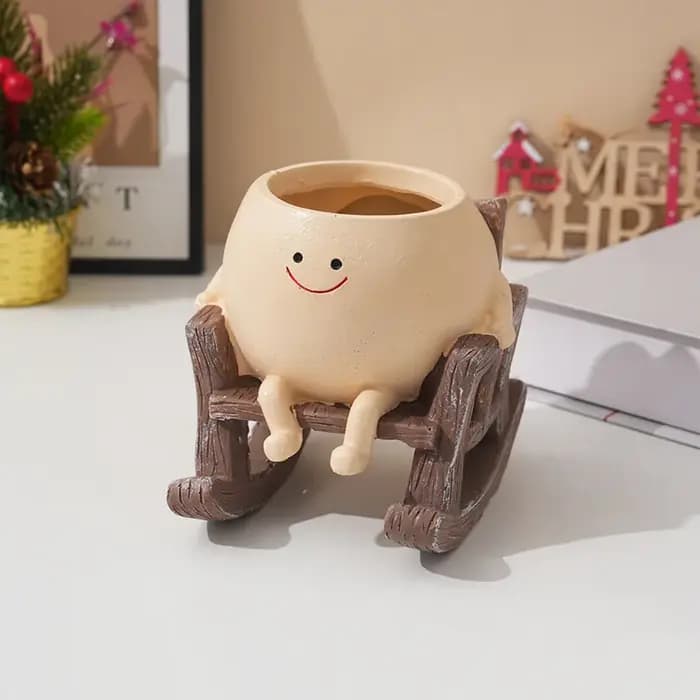 Mini pot de fleur en résine pour chaise à bascule
