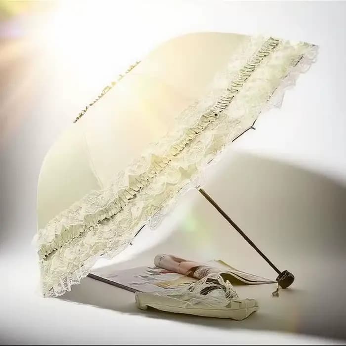 Parasol Vintage en dentelle pliable gothique Lolita parapluie dame pluie Anti-uv Protection