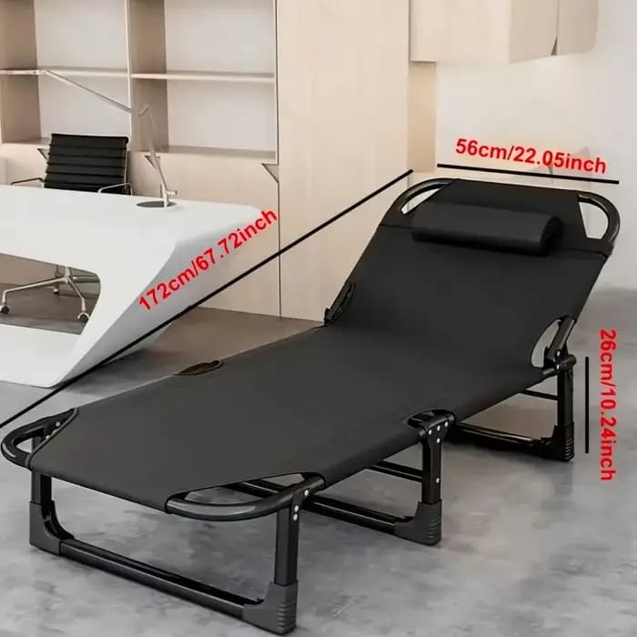 Lit pliant portable d'extérieur et chaise longue avec appui-tête