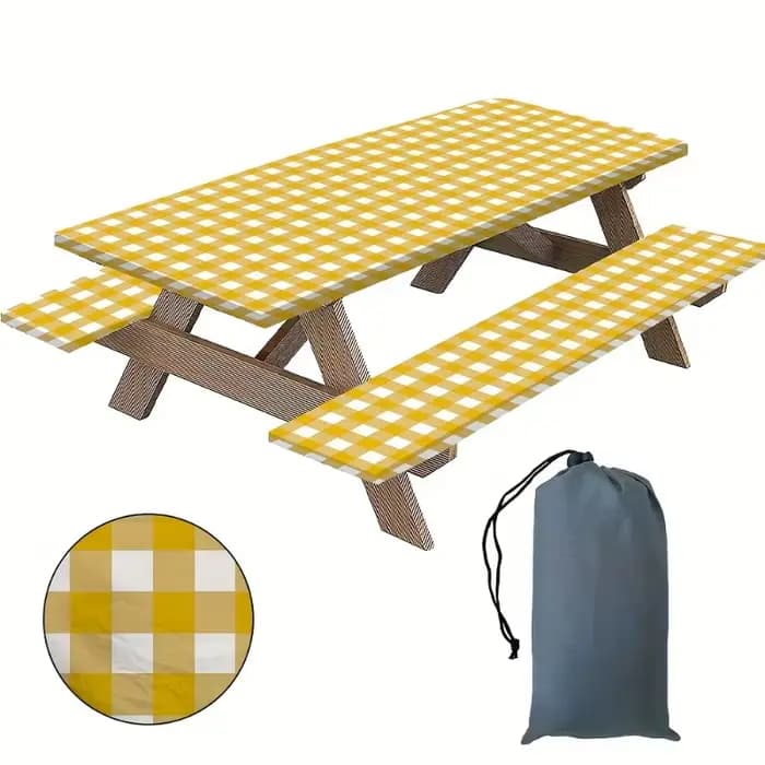 3 pièces/ensemble couverture de nappe à carreaux Durable-Patio extérieur pique-nique jardin Camping