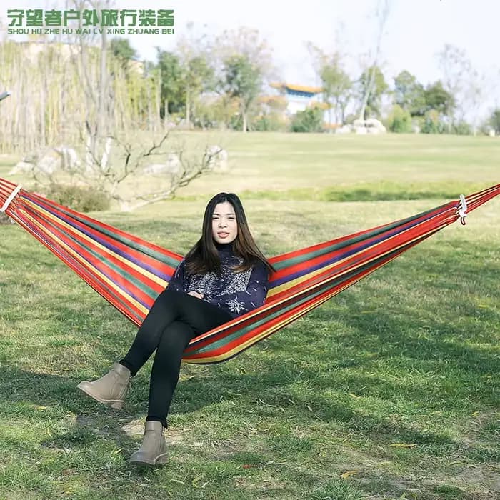 NewOutdoor-Hamac simple en toile pour camping, balançoire intérieure pour enfants, hamac rayé épais,
