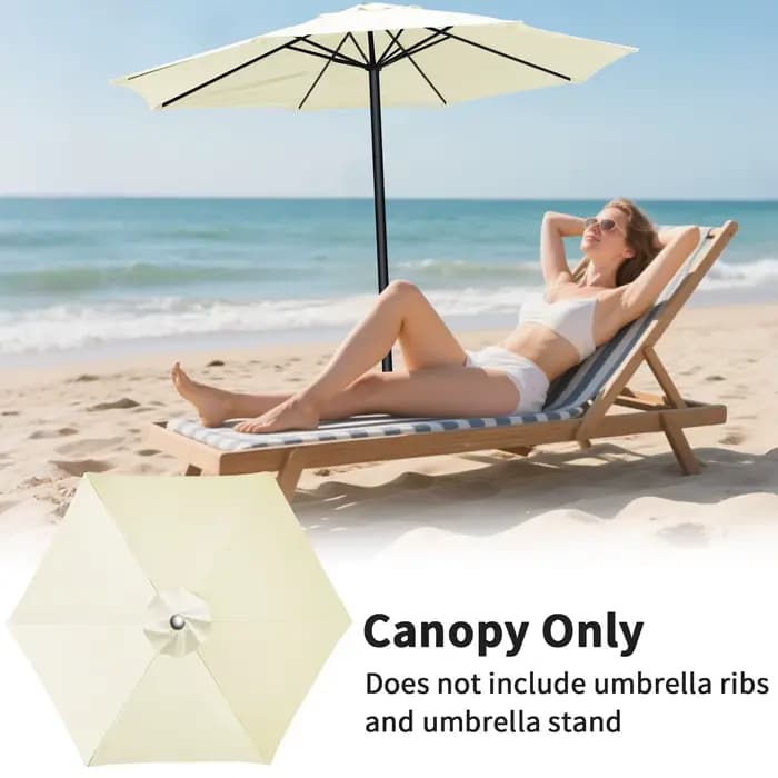 Housse de rechange pour parasol de jardin et terrasse, 2/2.3/2.5/2.7/3m, imperméable, pare-soleil, 6 ou 8 baleines