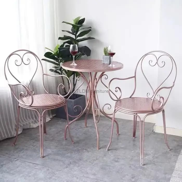 Ensembles de meubles de jardin en fer rétro européen, table et chaises de balcon de cour extérieure, table à manger et chaises de café, Z