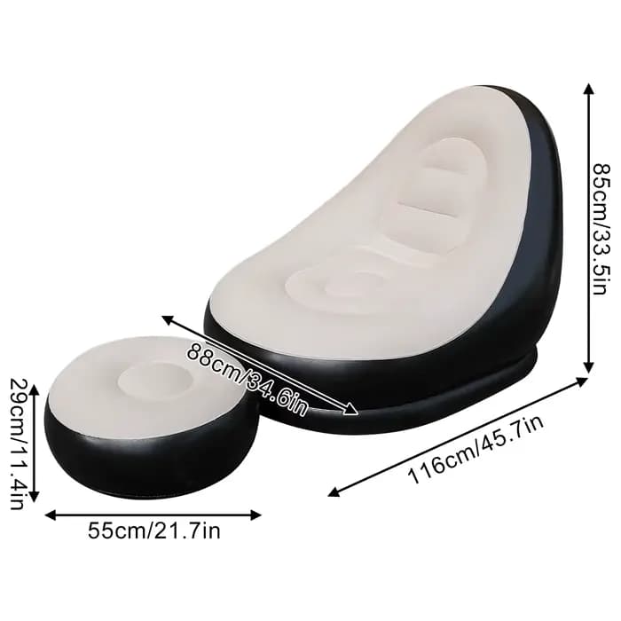1PC Chaise longue gonflable avec repose-pieds assorti