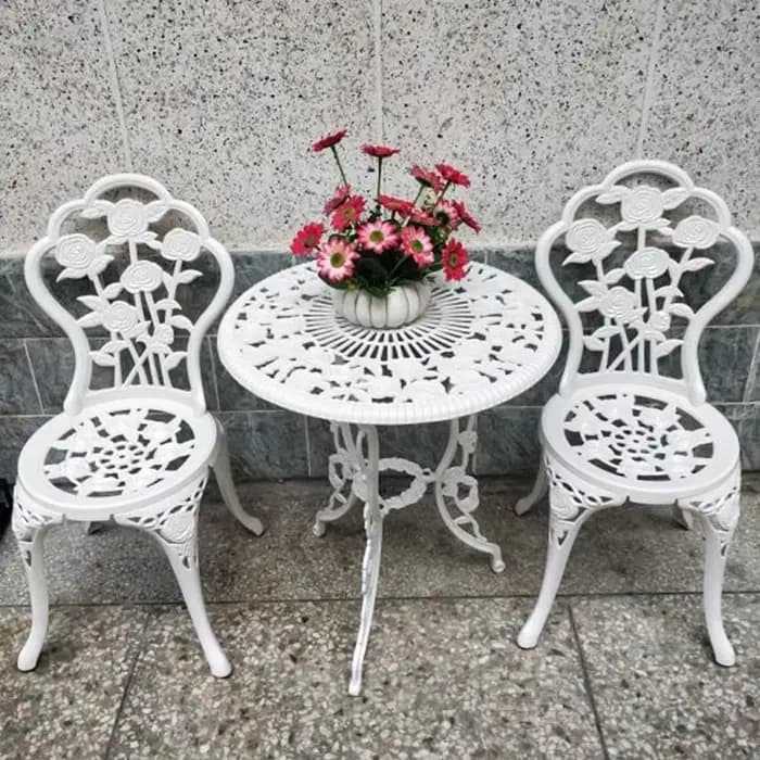 Ensemble de table et chaise d'extérieur en aluminium moulé, meubles de balcon, meubles de jardin en