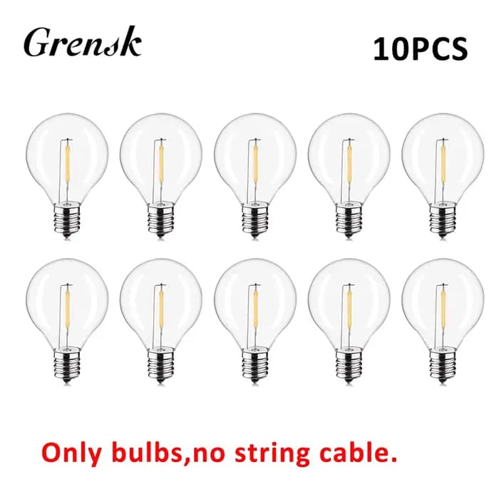 Ampoules de remplacement en plastique G40 DC3V pour guirlandes solaires