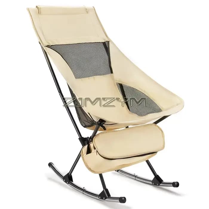 Chaise de Camping Pliante à Bascule Portable avec Dossier Haut, Sac de Rangement Astronomique, Sac d