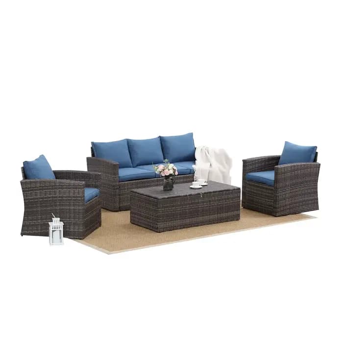 Ensemble de canapé de jardin en rotin, mobilier d'extérieur moderne d'usine avec coussin plus épais