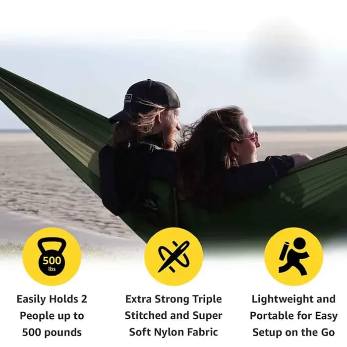 Hamac de Parachute Double pour 2 Personnes avec Sangles – Idéal pour le Camping