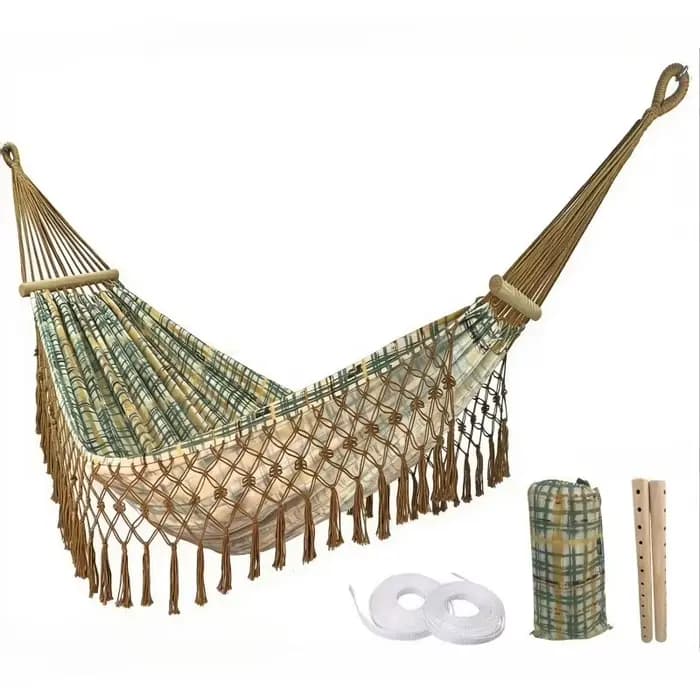 Hamac à franges de style bohème pour la détente à la maison, sur le balcon, dans la cour ou dans le