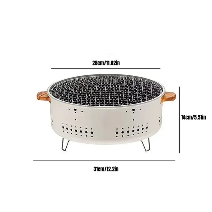 Barbecue portable coréen au charbon de bois, réchaud en acier inoxydable, barbecue rond antiadhésif pour le camping en plein air