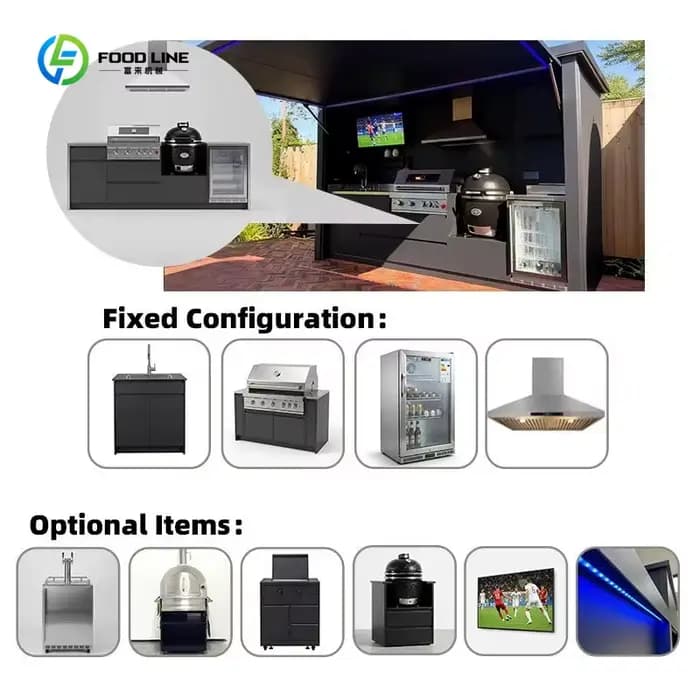 Meubles de cuisine d'extérieur modernes de luxe en acier inoxydable pour barbecue