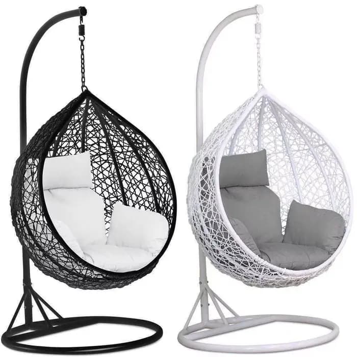 Fauteuil suspendu en rotin PE avec support métallique pour balcon