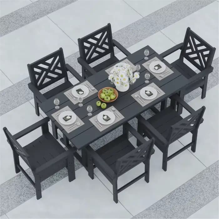 Ensemble de salle à manger d'extérieur 7 pièces, ensemble table et chaises de patio toutes saisons e
