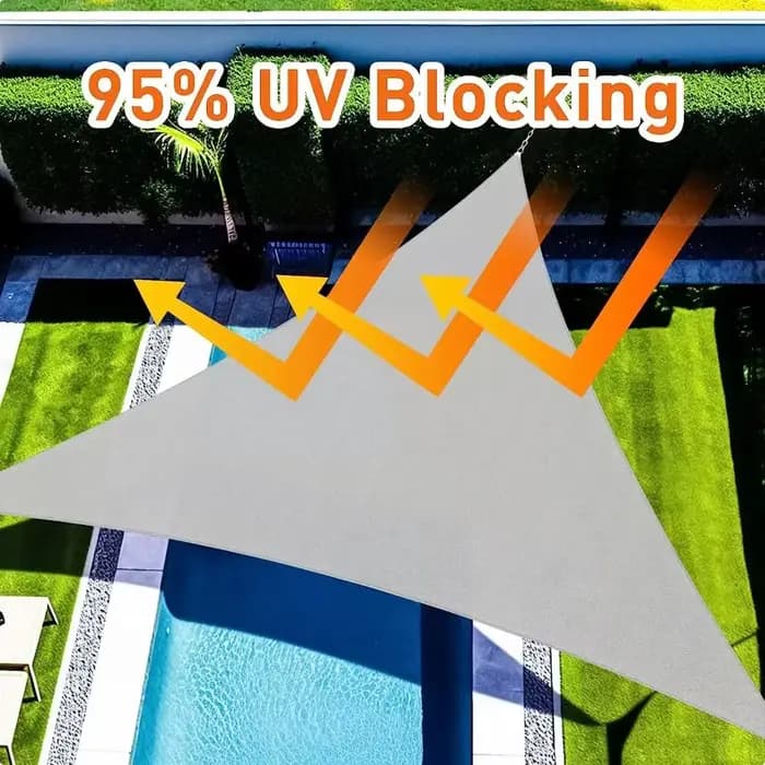 Abri solaire triangulaire imperméable avec cordes, blocage UV à 95%, parasol triangulaire portable, taille 3x3x3M, toile d'ombrage pour jardin