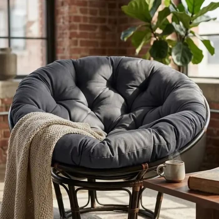 Fauteuil suspendu imperméable Papaya avec coussin rond intégré et support lombaire pour l'extérieur