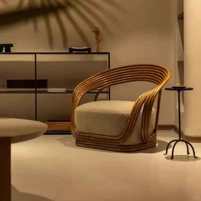 Fauteuil simple en rotin tressé fait main