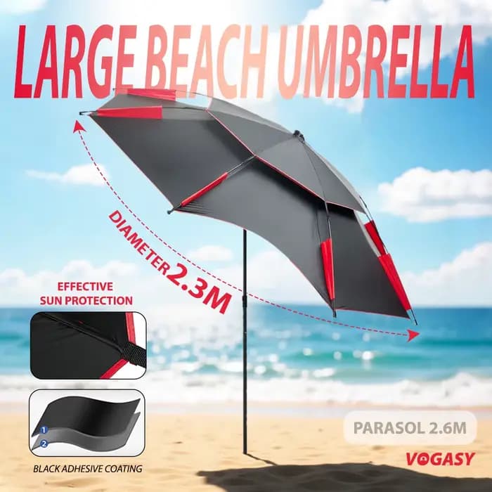 Parasol coupe-vent à double couche pour la plage et la pêche