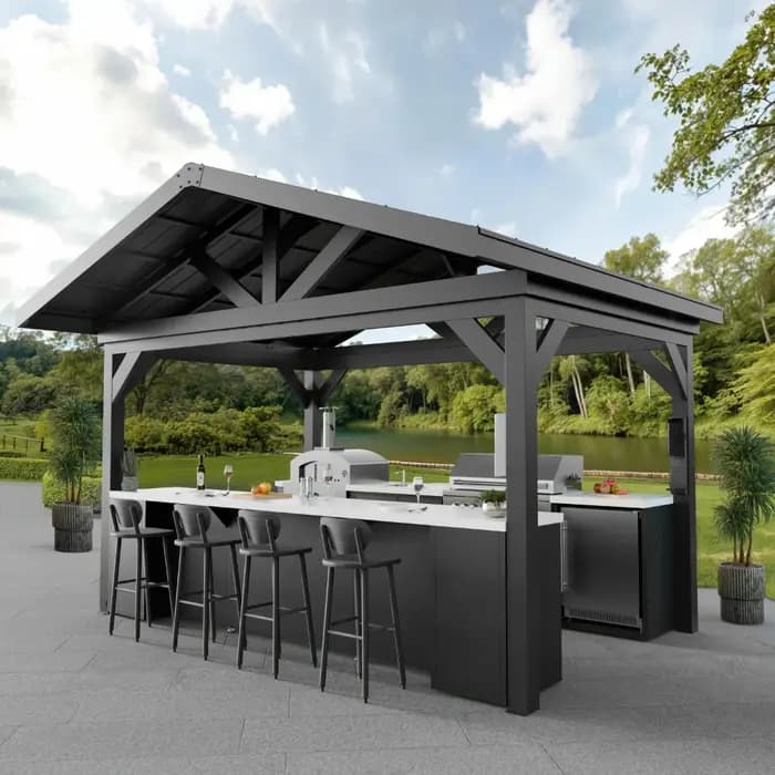 Armoire de cuisine extérieure sur mesure en acier inoxydable 304 avec évier