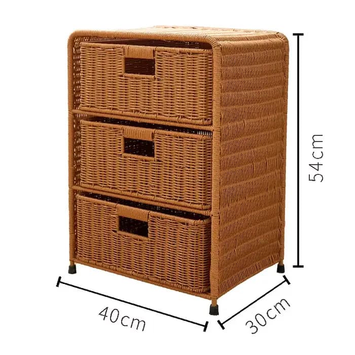 Armoire de rangement à trois niveaux de Style rotin, maison, salon, jardin extérieur, chambre à coucher, tiroir de sol, organisateur, armoire de chevet