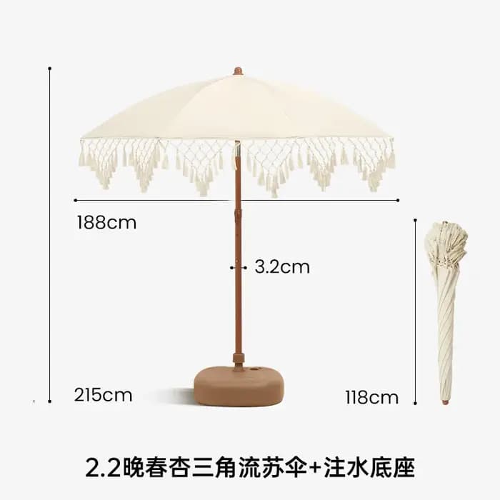Parasol d'extérieur à franges françaises, parasol de plage pour cour, parasol de jardin à grille triangulaire, parasol de terrasse à colonne centrale, tendance internet