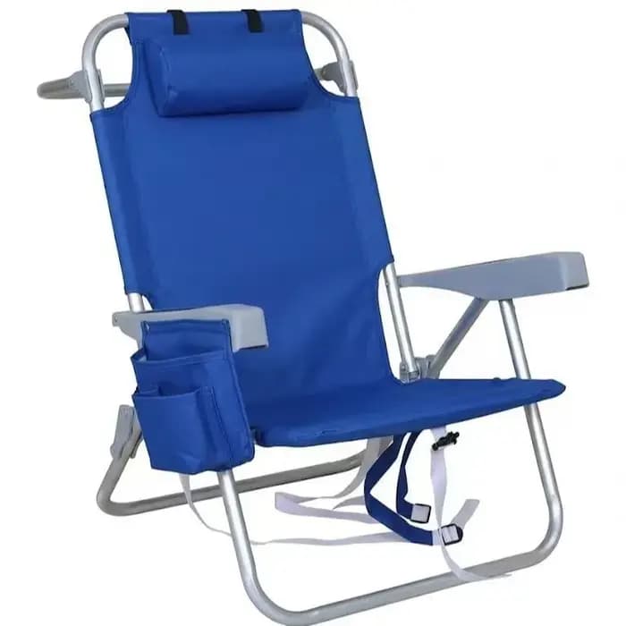 Chaise longue pliante d'extérieur avec dossier, inclinable à 5 vitesses, pour la plage, le camping,