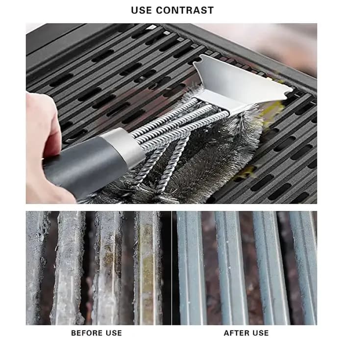 Brosse à Barbecue en Acier Inoxydable, Poils Antiadhésifs, Outil de Nettoyage