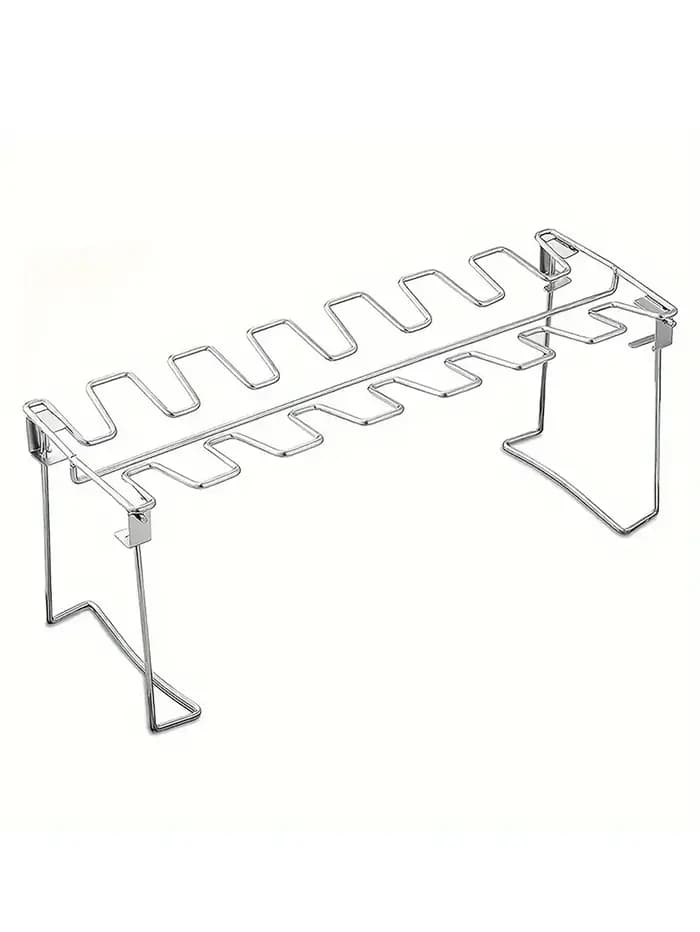 Support de jambe de poulet pour gril avec plateau d'égouttage, support d'aile de poulet à 14 fentes,