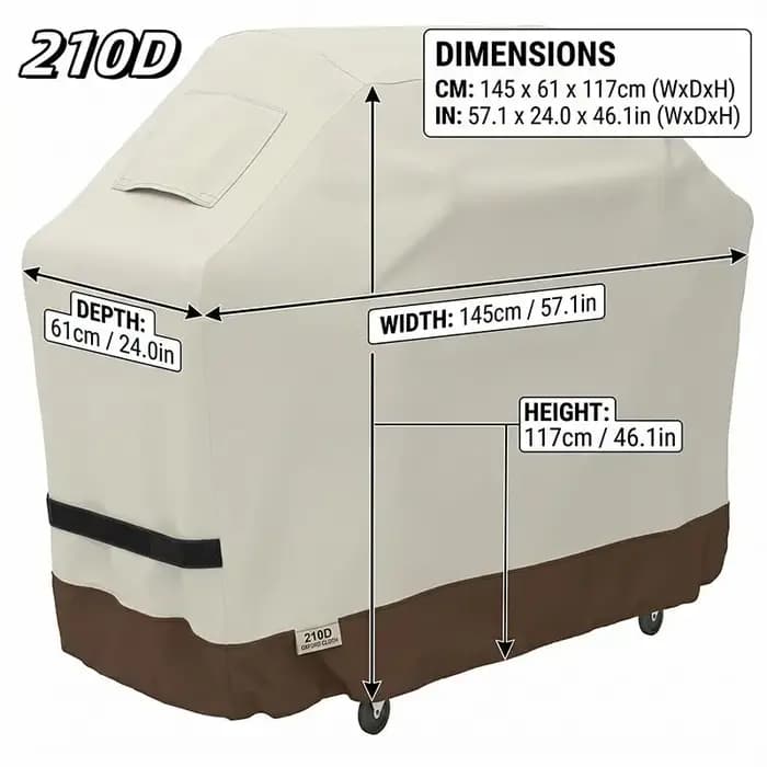 Housse de protection 210D beige pour barbecue à gaz extérieur