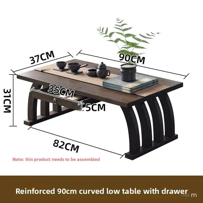 Table basse pliante en bambou de style japonais pour fenêtre en baie