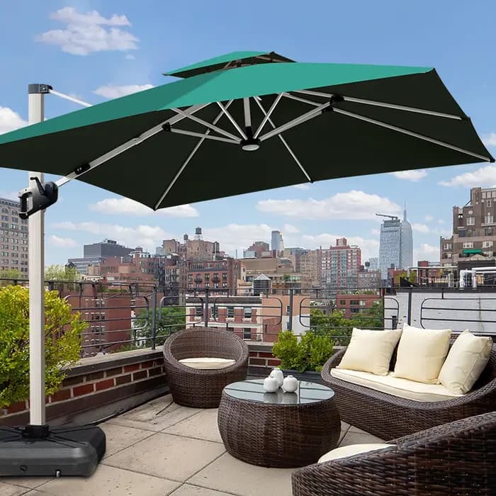 Parapluie solaire en porte-à-faux robuste, Parasols, mobilier d'extérieur