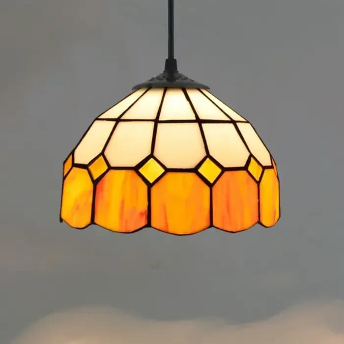 Lustre Tiffany en verre coloré, style rétro européen, pour bar, restaurant, chambre, balcon, ambiance méditerranéenne et campagnarde