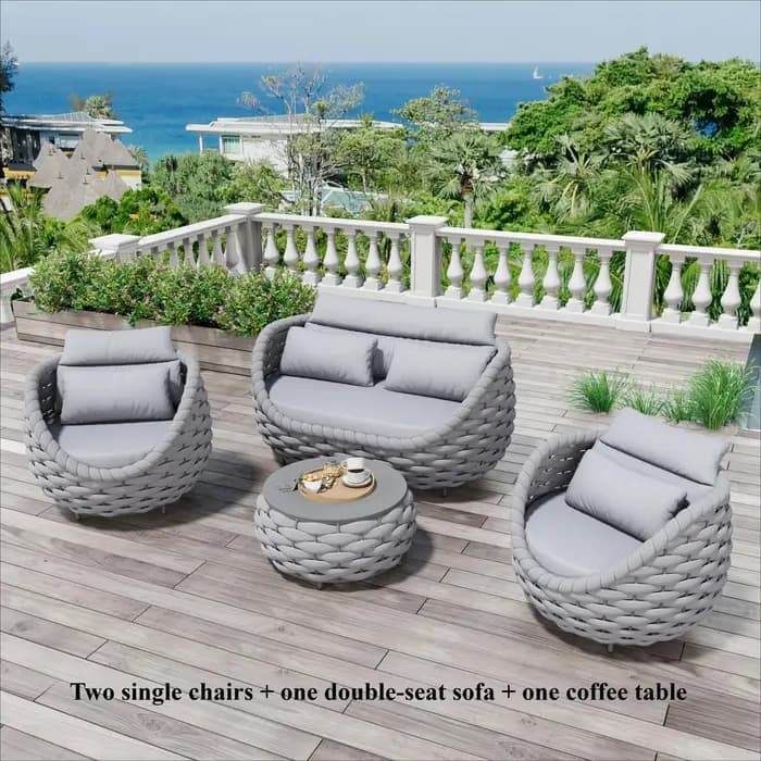 Ensemble de chaises de patio en corde tressée