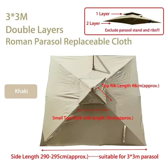 Parasol à double couche avec tissu remplaçable