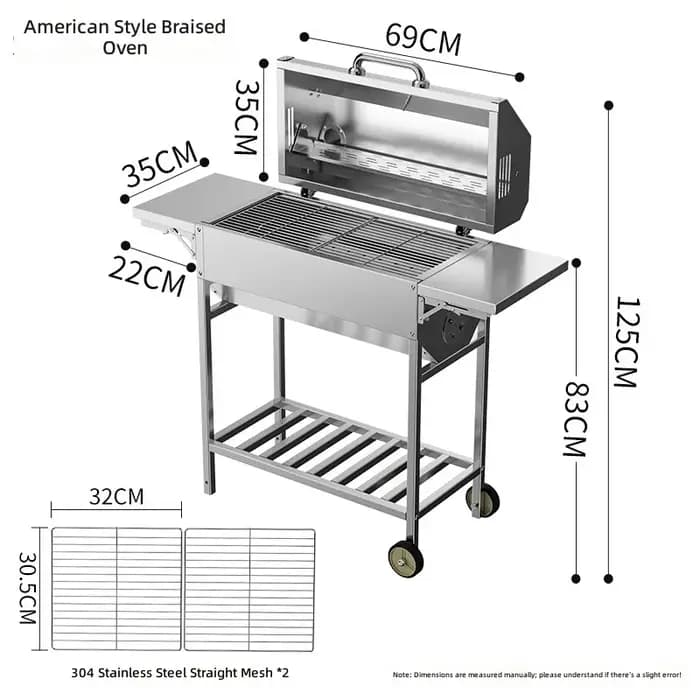 Barbecue portable en acier inoxydable Butterfly, style américain, pour camping et pique-nique, avec