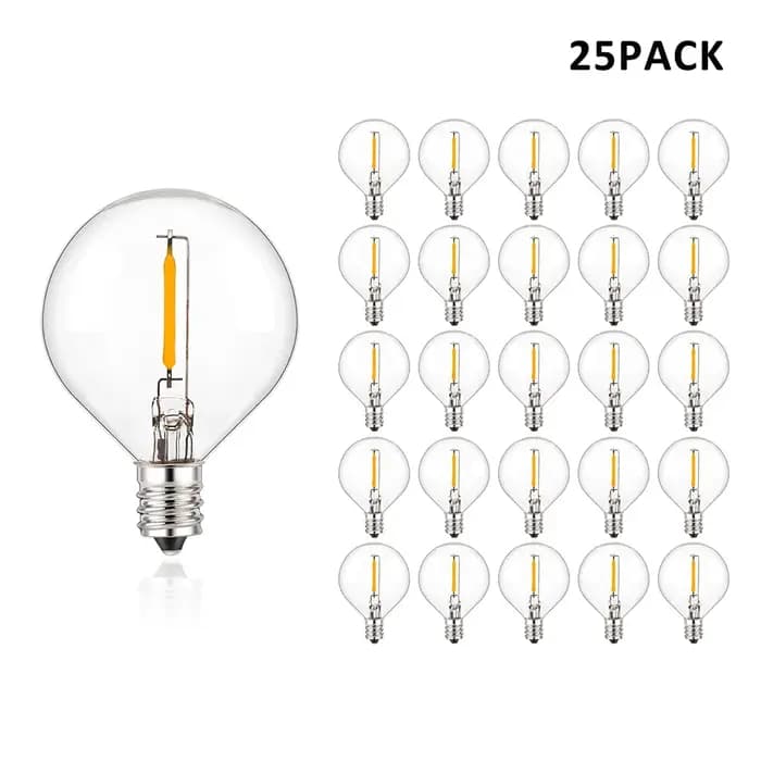 25 pièces Vintage G40 ampoule LED 1W E12 220V blanc chaud 2200K verre clair égal 7W chaîne à incandescence