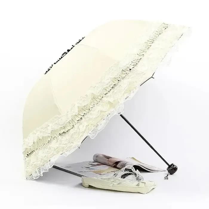 Parasol Vintage en dentelle pliable gothique Lolita parapluie dame pluie Anti-uv Protection